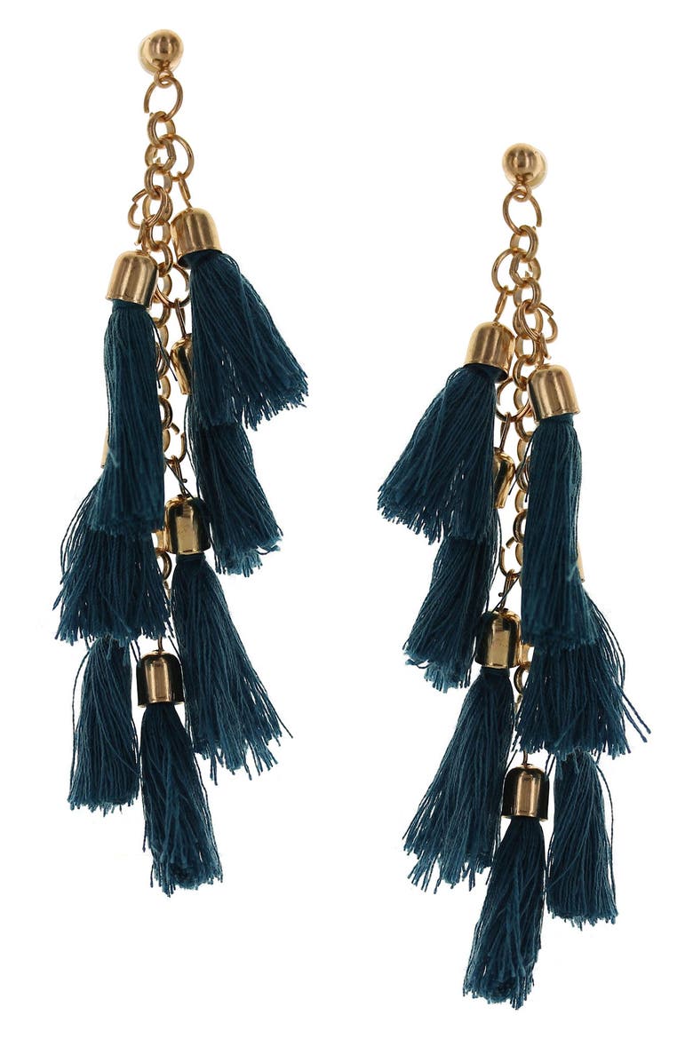 Tassel Drop Earrings, Main, color, GREEN