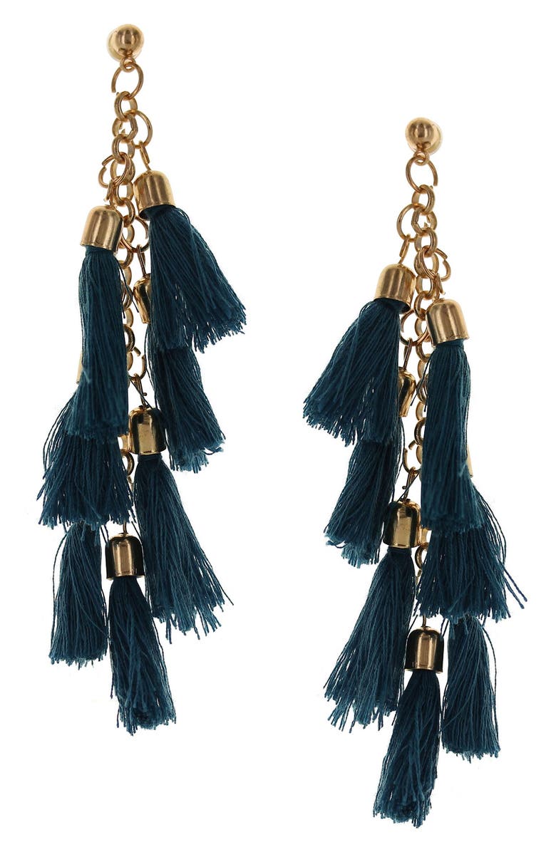 OLIVIA WELLES Tassel Drop Earrings, Main, color, Green