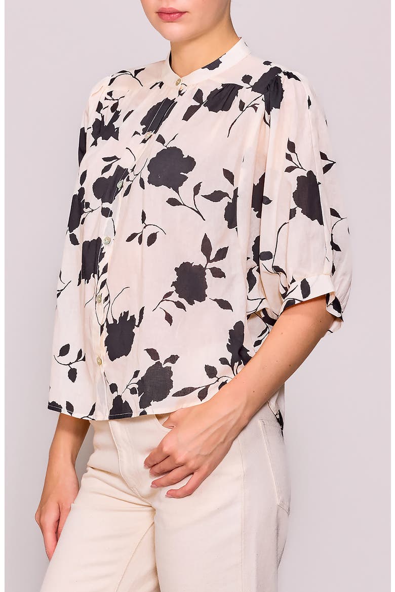 Print Voile Shirt, Alternate, color, IVORY BLACK