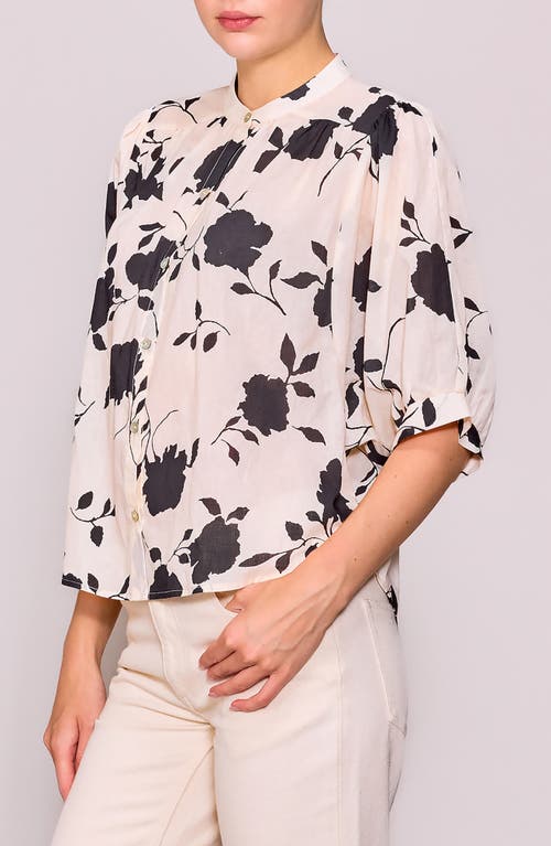 Melloday Print Voile Shirt In White