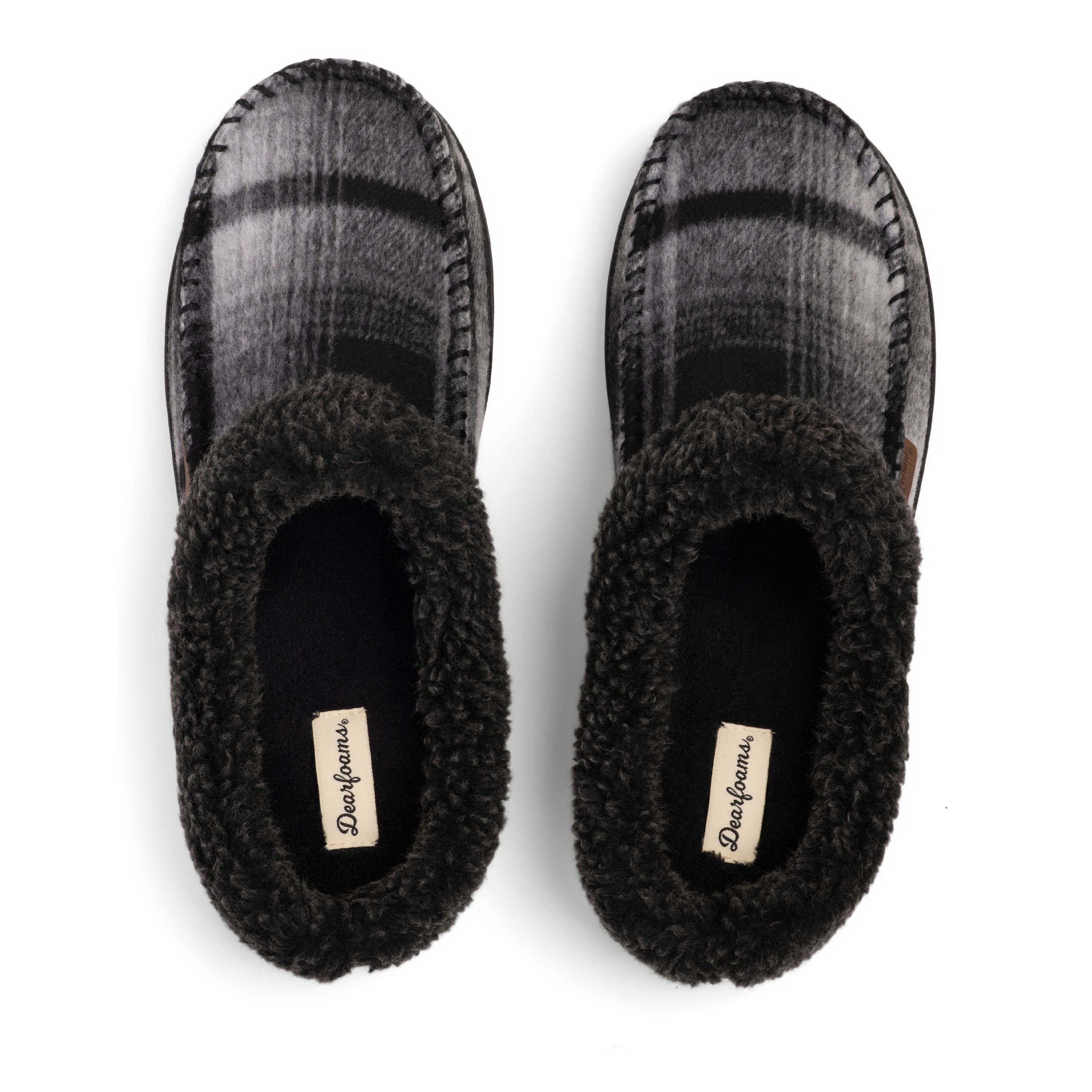 Microsuede Clog Slippers, Alternate, color, GREY PLAID