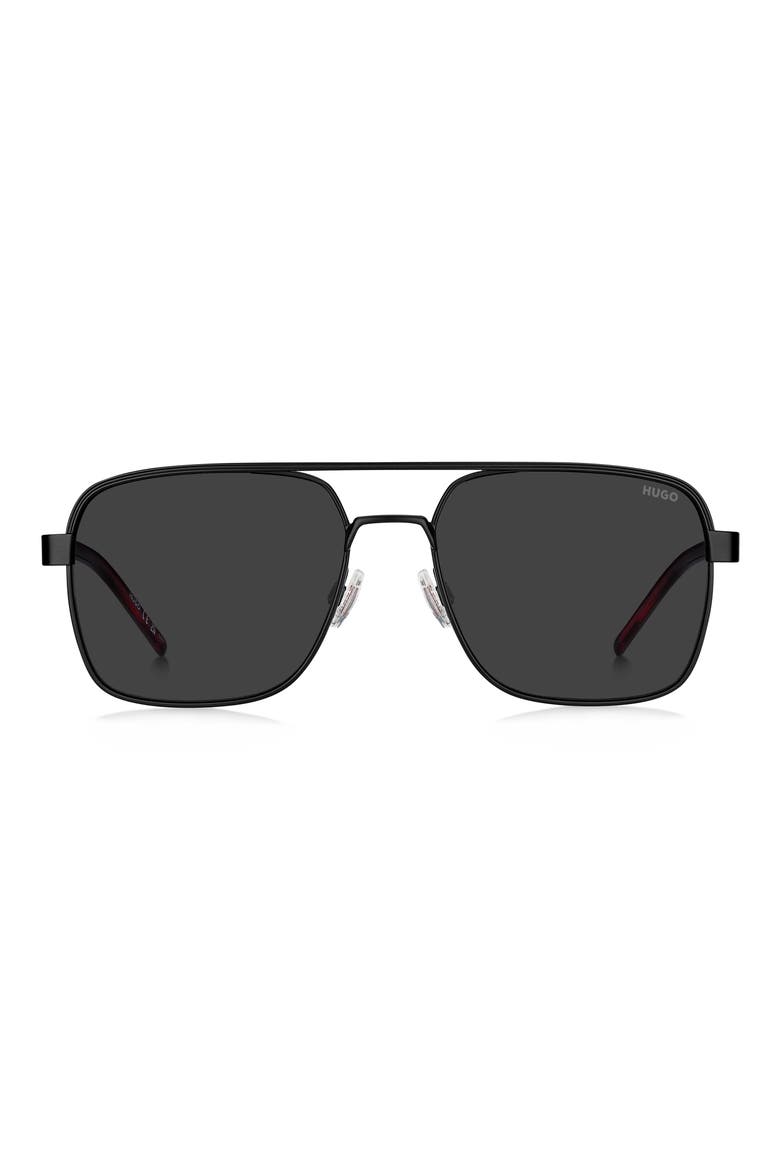 57mm Square Sunglasses, Main, color, MATTE BLACK/ GREY