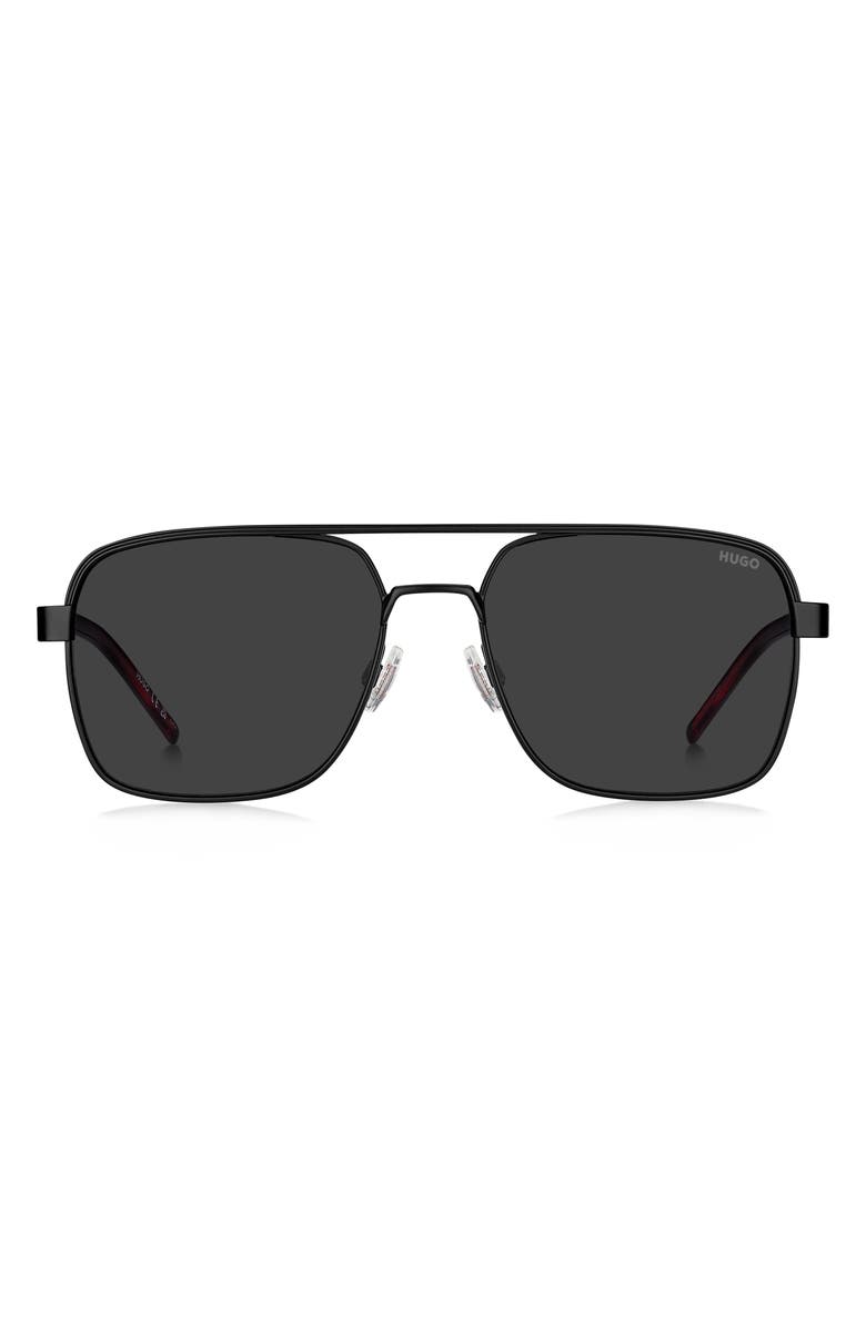 BOSS 57mm Square Sunglasses, Main, color, Matte Black/ Grey