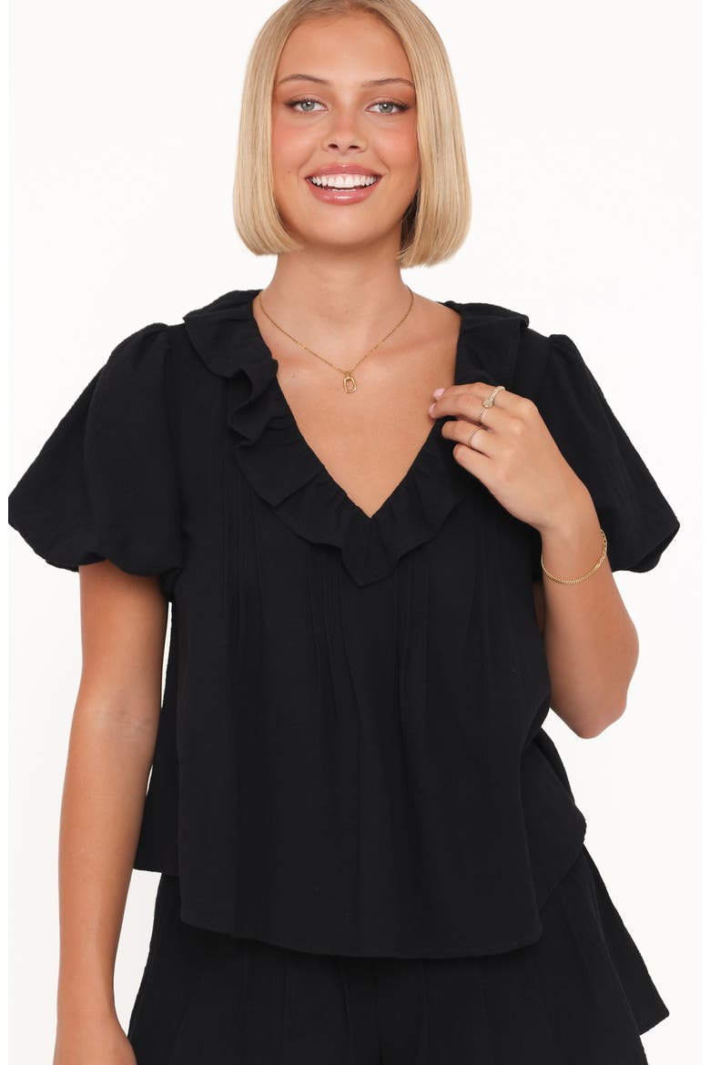 Felicity Cotton Gauze Shirt & Shorts Set, Alternate, color, BLACK