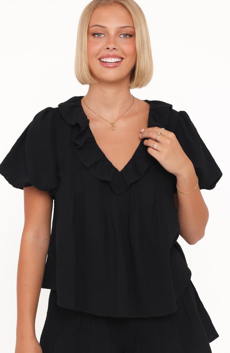 Petal & Pup Felicity Cotton Gauze Shirt & Shorts Set, Alternate, color, Black
