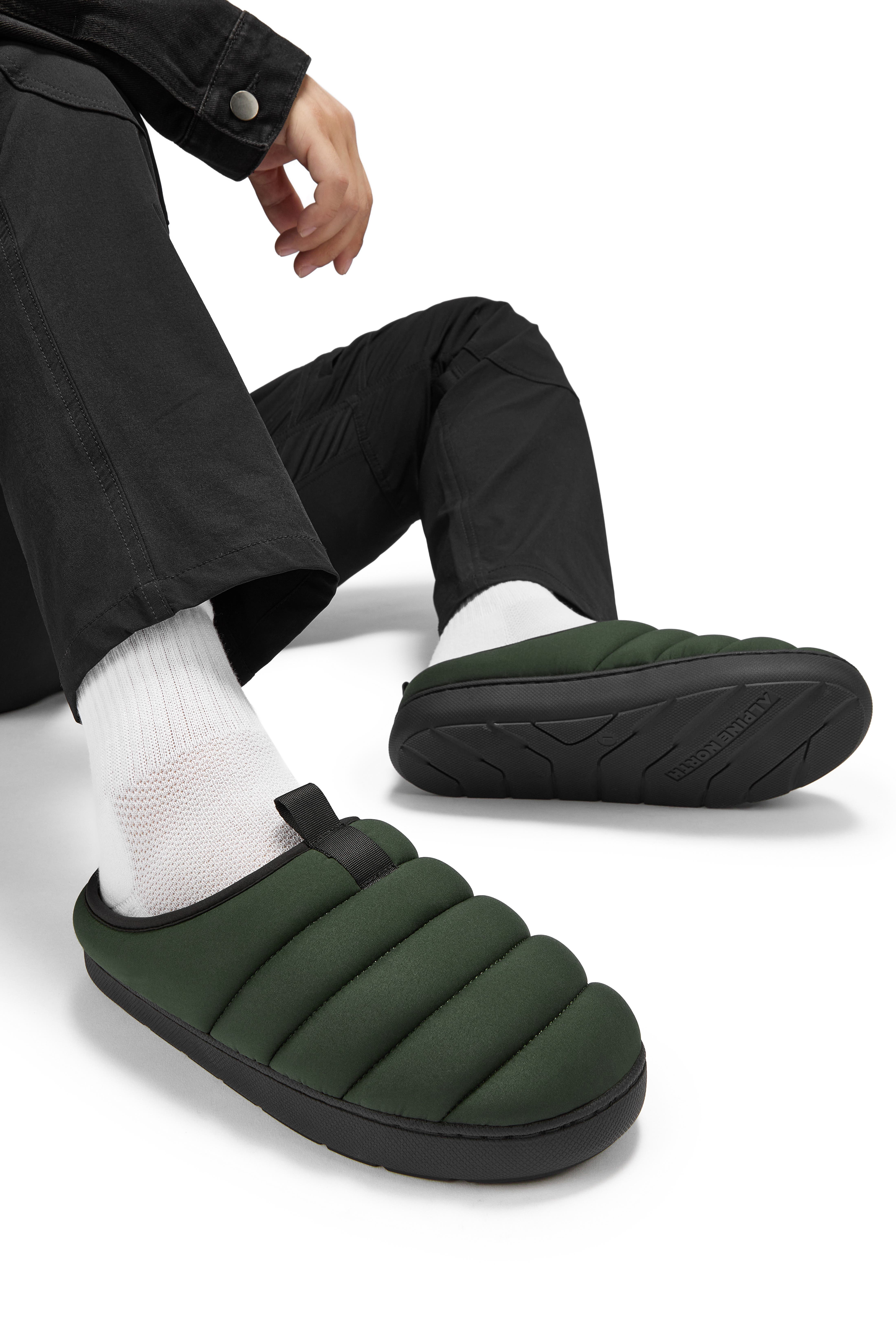 Seaton - Insulated Puffer Slippers, Alternate, color, DARK GREEN