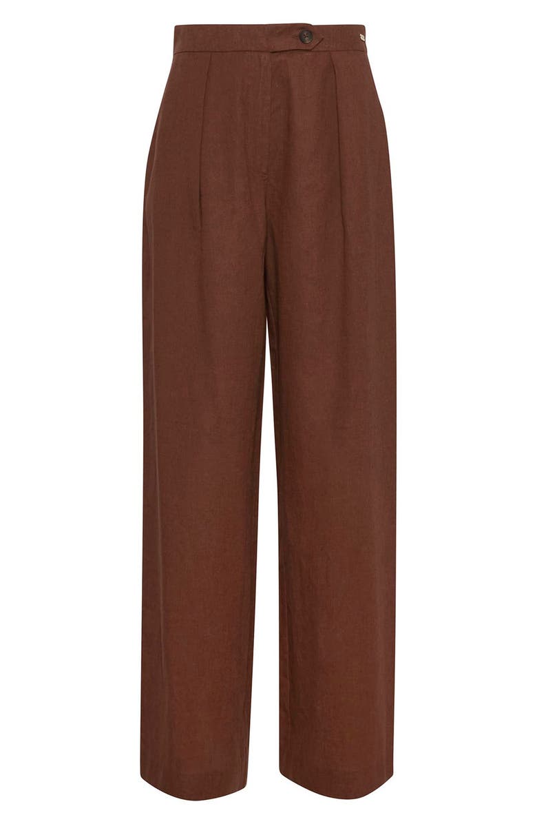 Barbour Lucy Pleated High Waist Cotton & Linen Pants, Alternate, color,