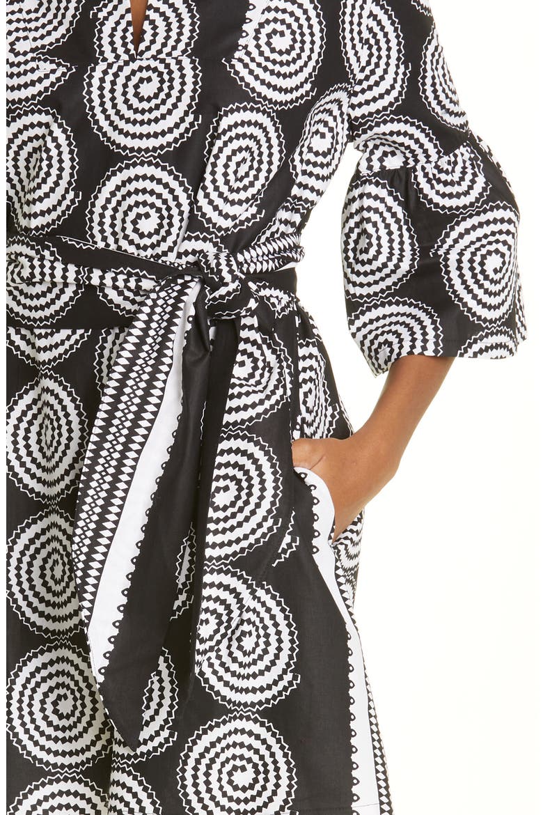 Abstract Print Tie Front Shift Dress (Limited Edition), Alternate, color, BLACK WHITE
