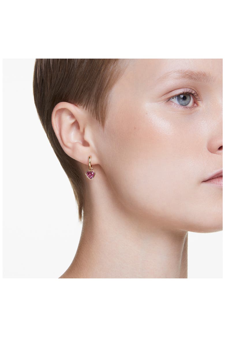 Chroma Heart Drop Hoop Earrings, Alternate, color, RED