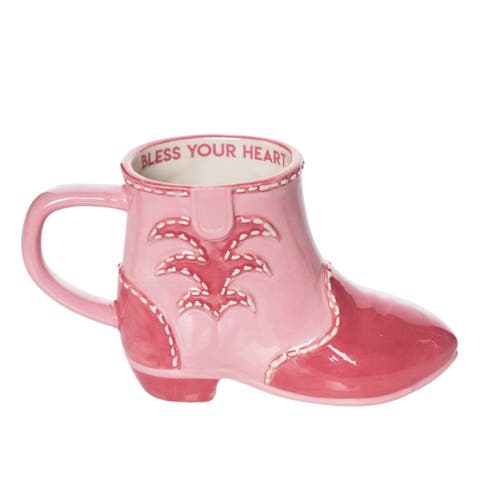 Bless Your Heart Boot Mug Ceramic Pink 11.5 oz