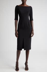 Carolina Herrera Off the Shoulder Crepe Sheath Dress