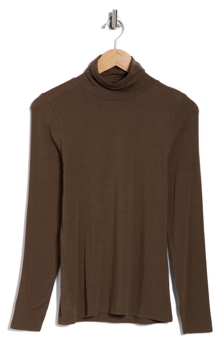 Eileen Fisher Turtleneck Stretch Organic Cotton Blend Top, Alternate, color, Wren