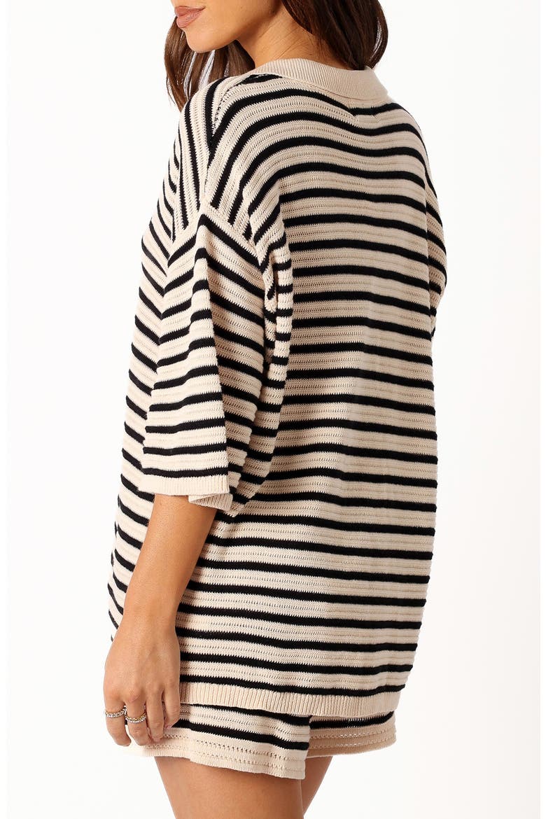 Cherie Oversize Stripe Cardigan, Alternate, color, SAND BLACK