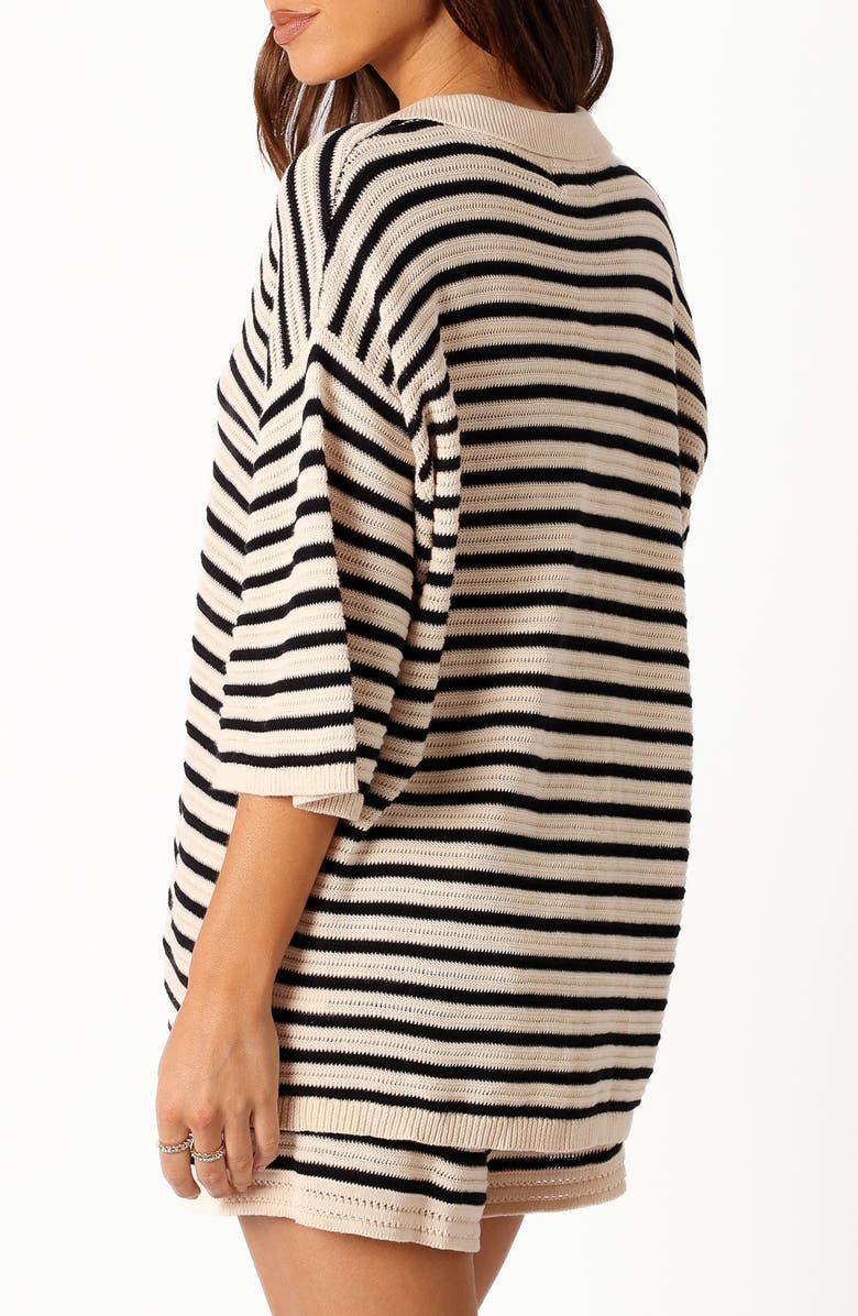 Petal & Pup Cherie Oversize Stripe Cardigan, Alternate, color, Sand Black