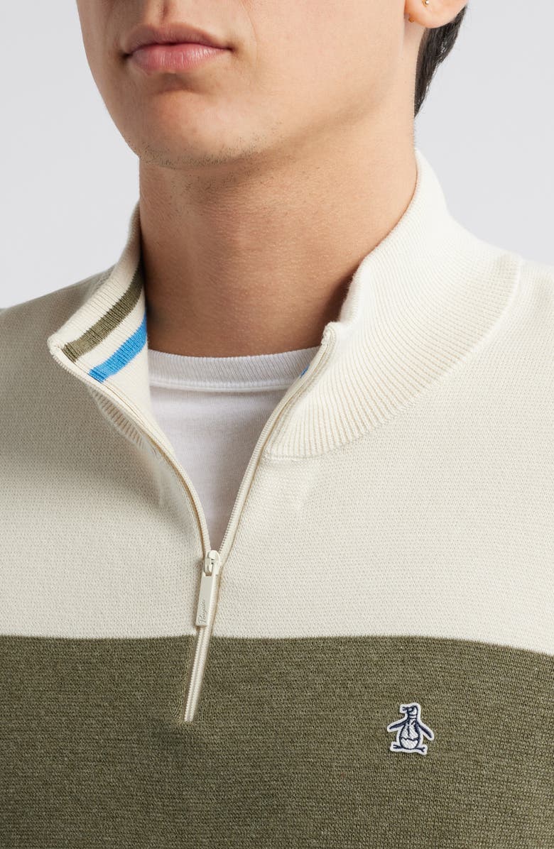 Original Penguin Stripe Quarter Zip Pullover, Alternate, color, 