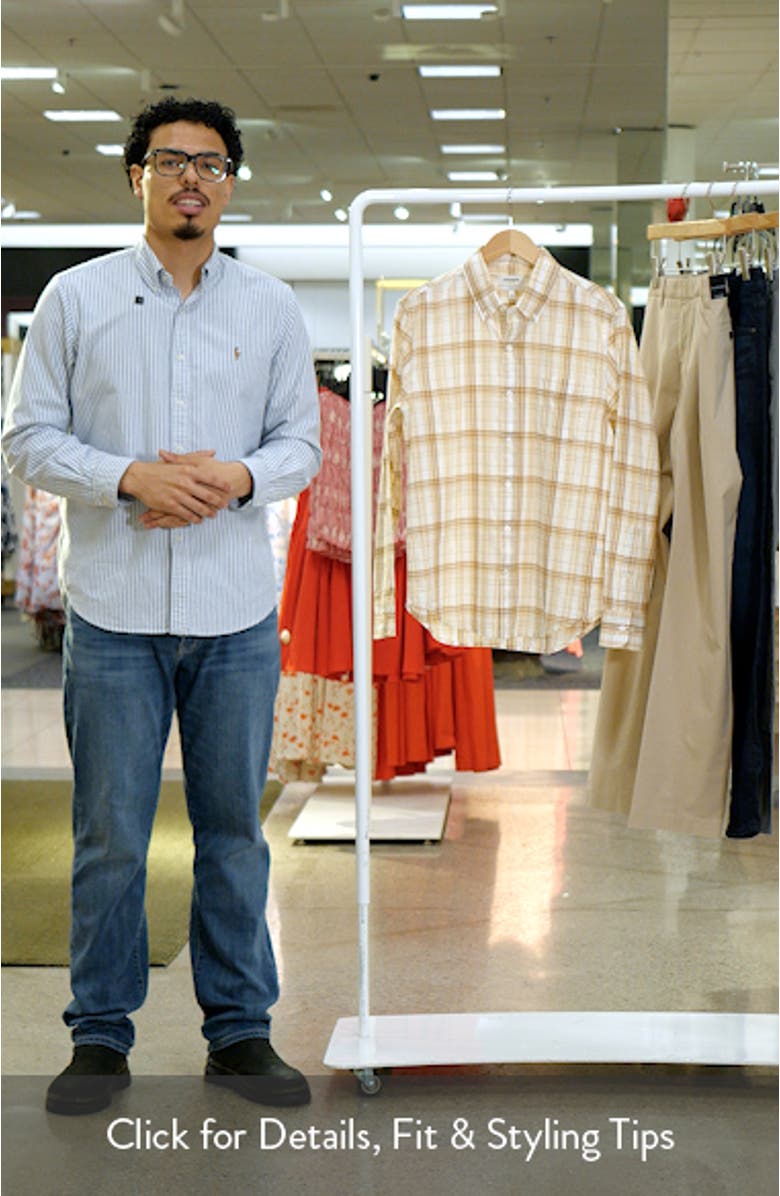 Slim Fit Plaid Cotton Madras Button-Down Shirt, sales video thumbnail