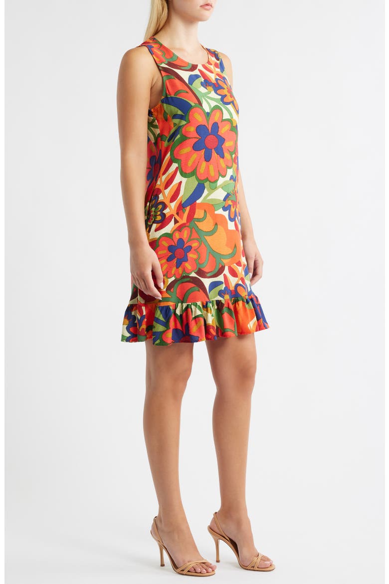 Ruffle Hem Shift Dress, Alternate, color, HIBISCUS RED