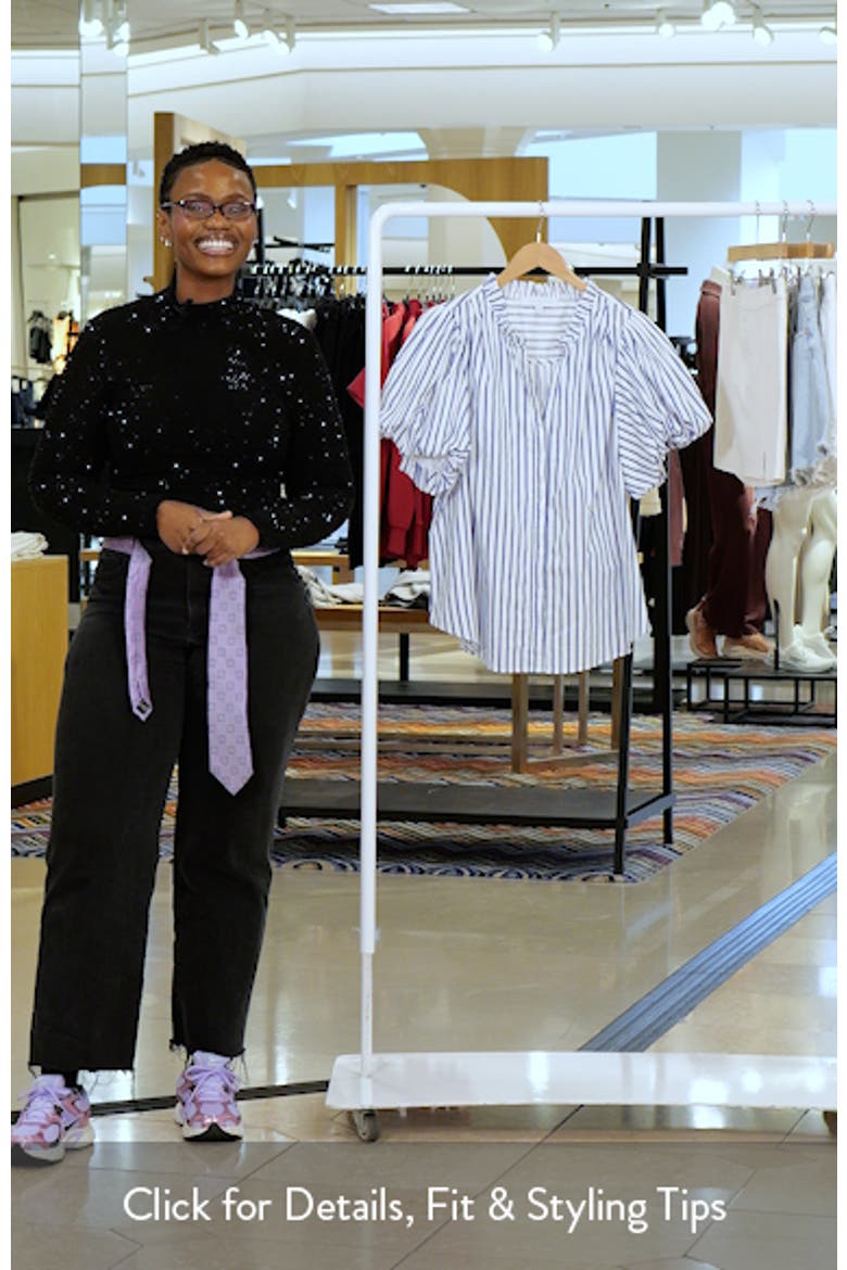 Striped Button Up Puff Sleeve Top video