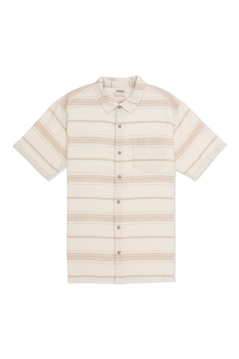 Oceanside Short Sleeve Button-Up Shirt, Alternate, color, BONE COMBO