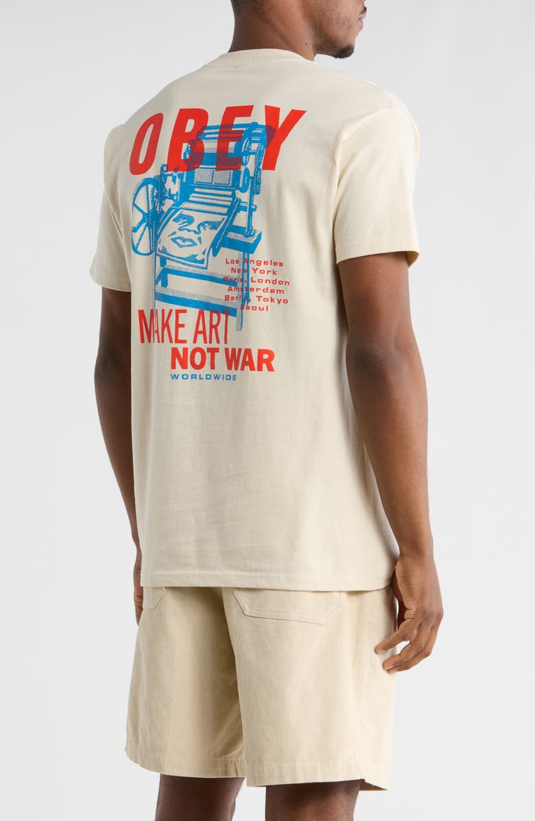 Obey Printing Press Make Art Graphic T-Shirt, Alternate, color, Cream
