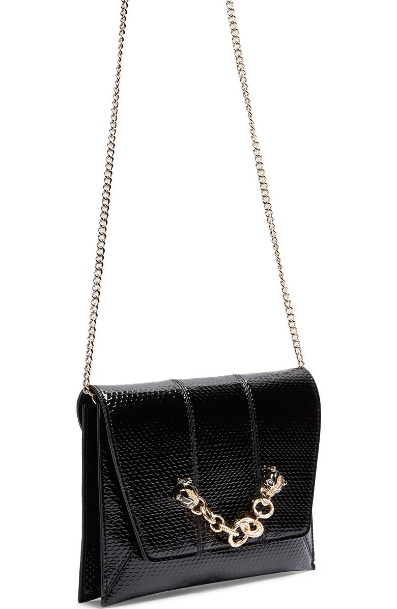 Topshop Panther Chain Clutch Crossbody Bag, Alternate, color,