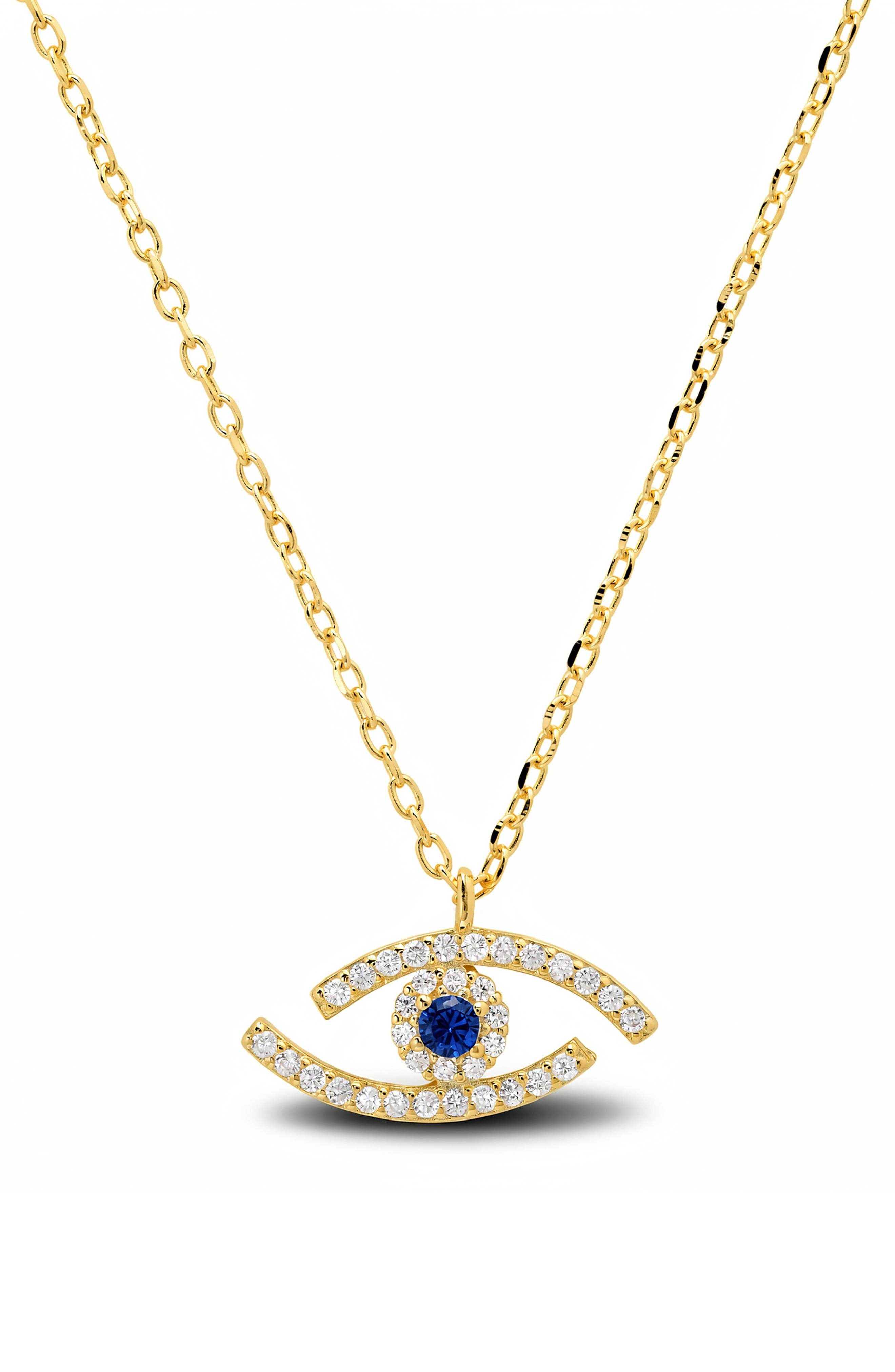 Abstract Cubic Zirconia Evil Eye Pendant Necklace
