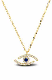Abstract Cubic Zirconia Evil Eye Pendant Necklace