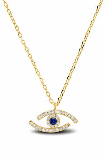 Abstract Cubic Zirconia Evil Eye Pendant Necklace