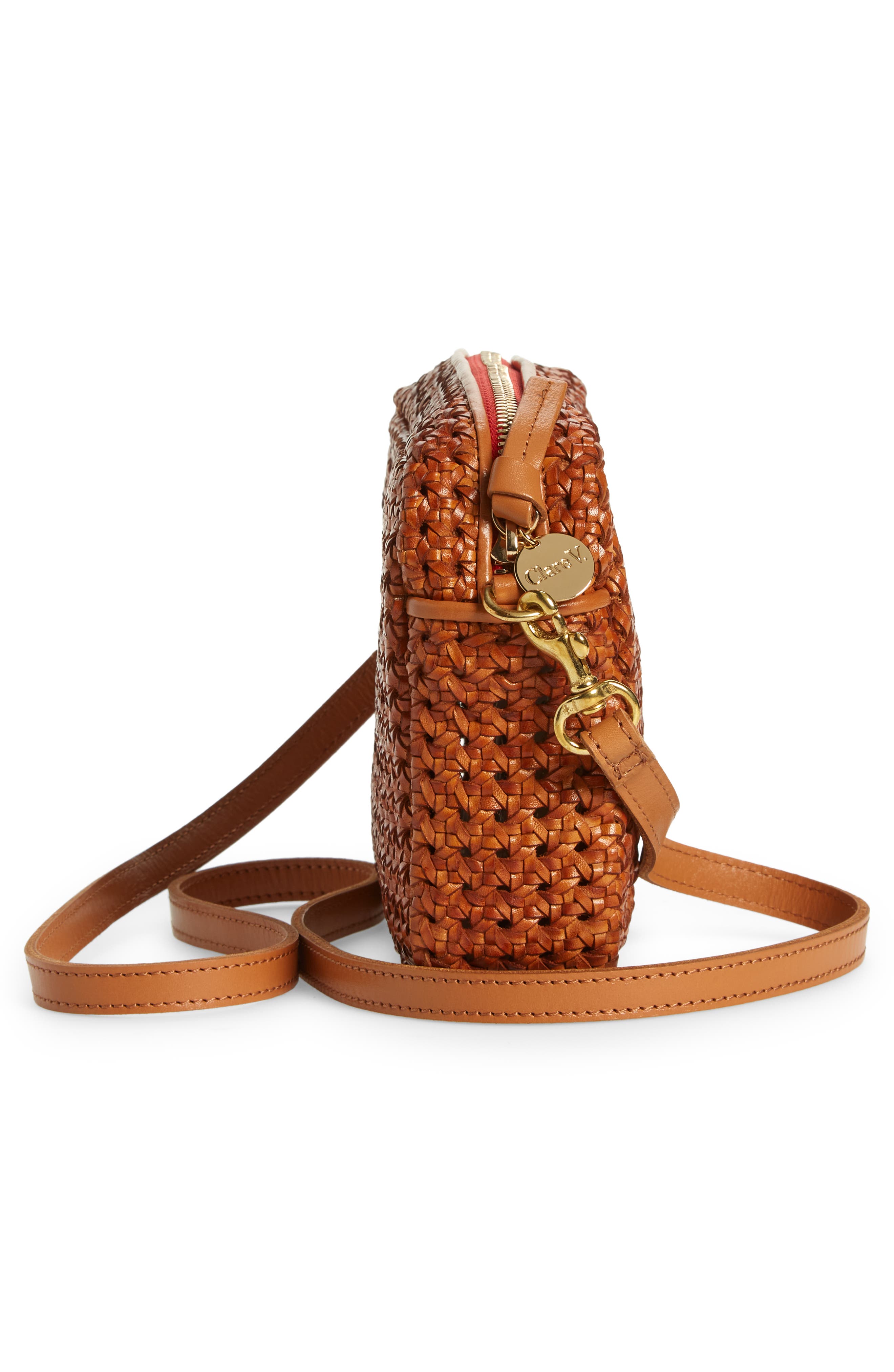 Clare V. Midi Sac Woven Leather Crossbody Bag, Alternate, color, 
