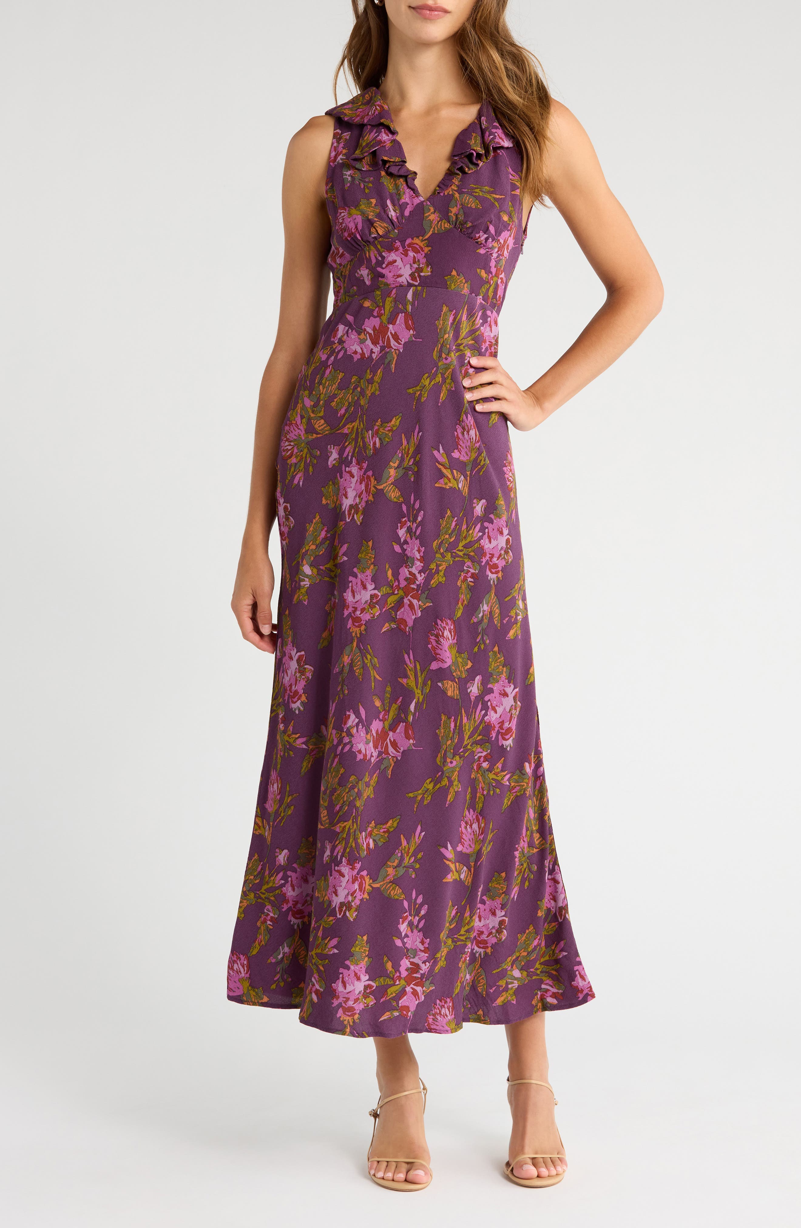 Treasure & Bond Ruffle Detail Sleeveless Midi Dress