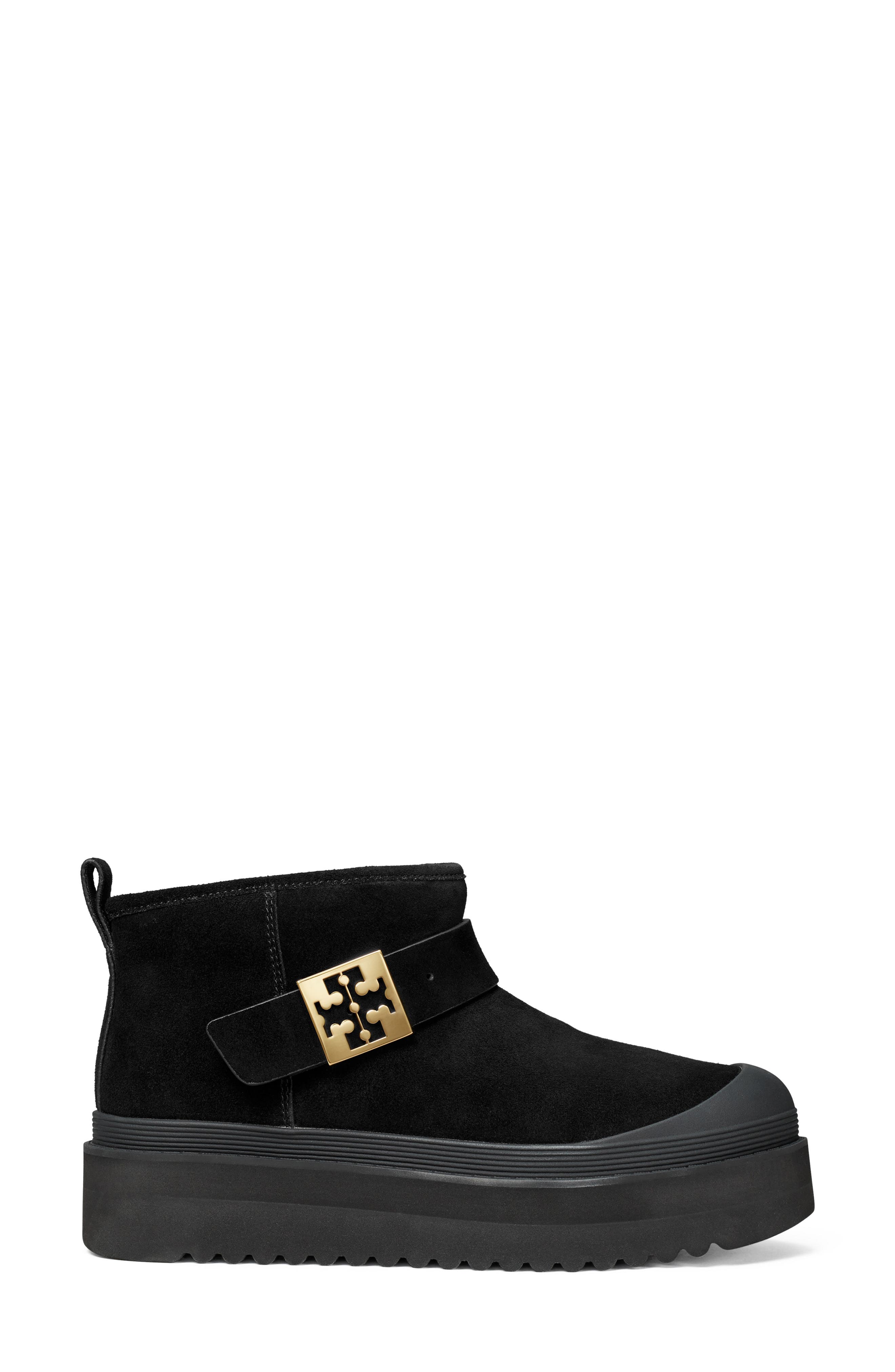 Tory Burch Mellow Genuine Shearling Lined Platform Boot, Alternate, color, Perfect Black / Gold