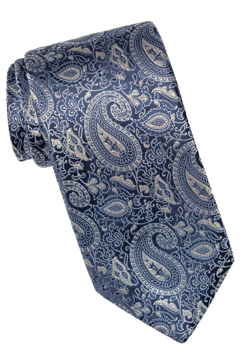 Donatello - Silk Jacquard Tie for Men, Main, color, Blue and Silver