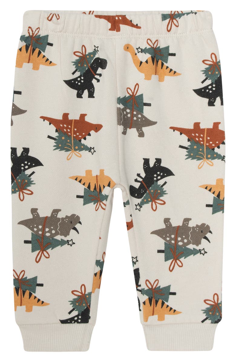 PL Baby by Petit Lem Dinosaur 3-Piece Sweatshirt, Joggers & Socks Set, Alternate, color, Black Dino