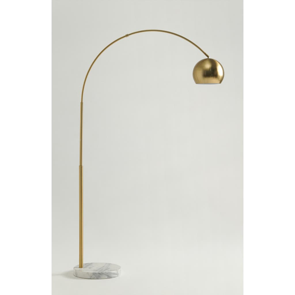 Brightech Olivia 75" Adjustable Led Floor Lamp With Metal Bowl Shade And Marble Base, Bulb Included In Gold