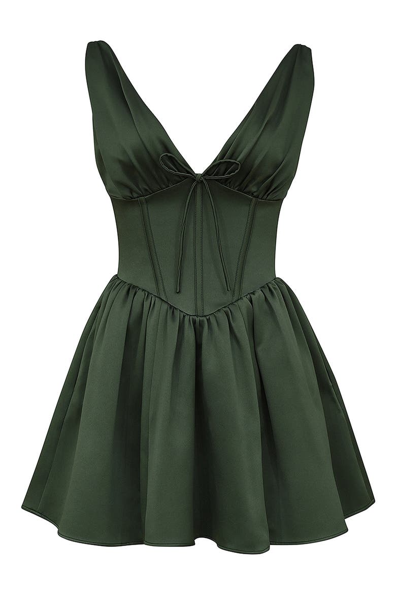 Emmeliette Satin Minidress, Alternate, color, FOREST GREEN