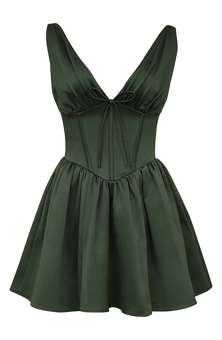 HOUSE OF CB Emmeliette Satin Minidress, Alternate, color, Forest Green