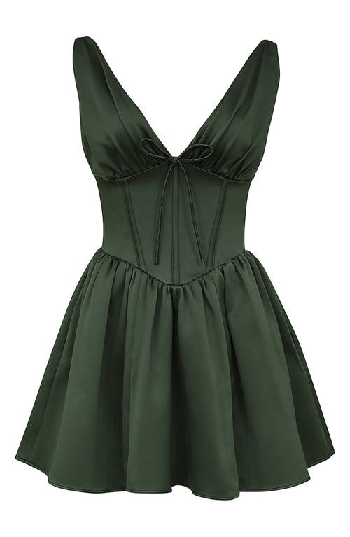 Shop House Of Cb Emmeliette Satin Minidress In Forest Green