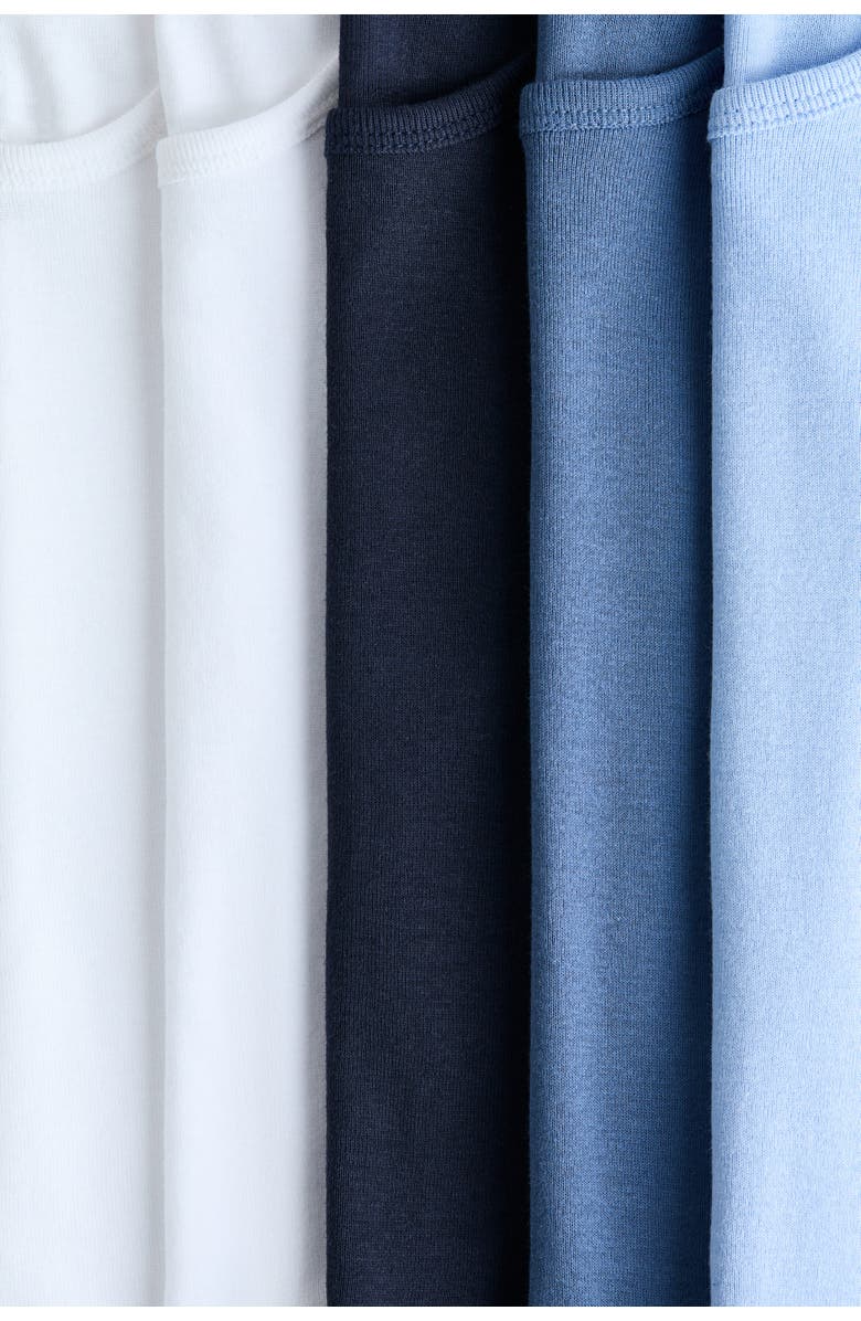 H&M 5-pack Cotton Vest Tops, Alternate, color, Navy Blue/White