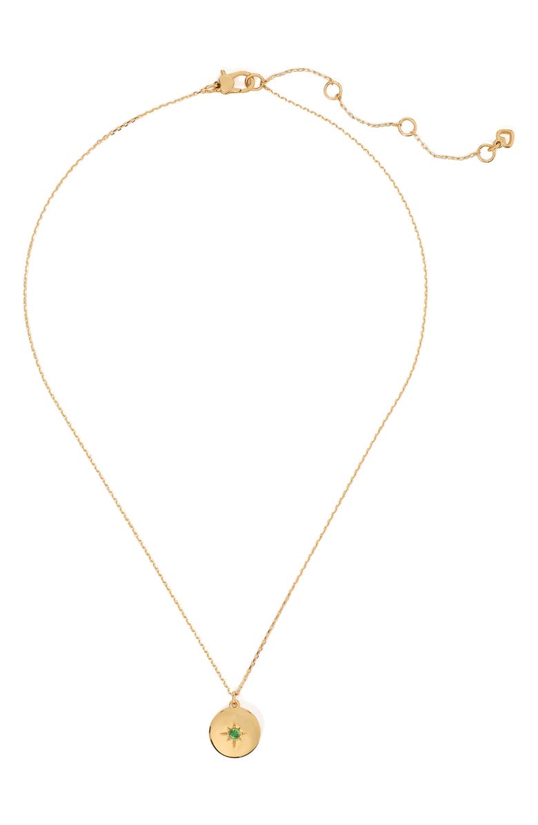 Kate Spade New York clear honesty medallion necklace, Alternate, color, Green/ Gold