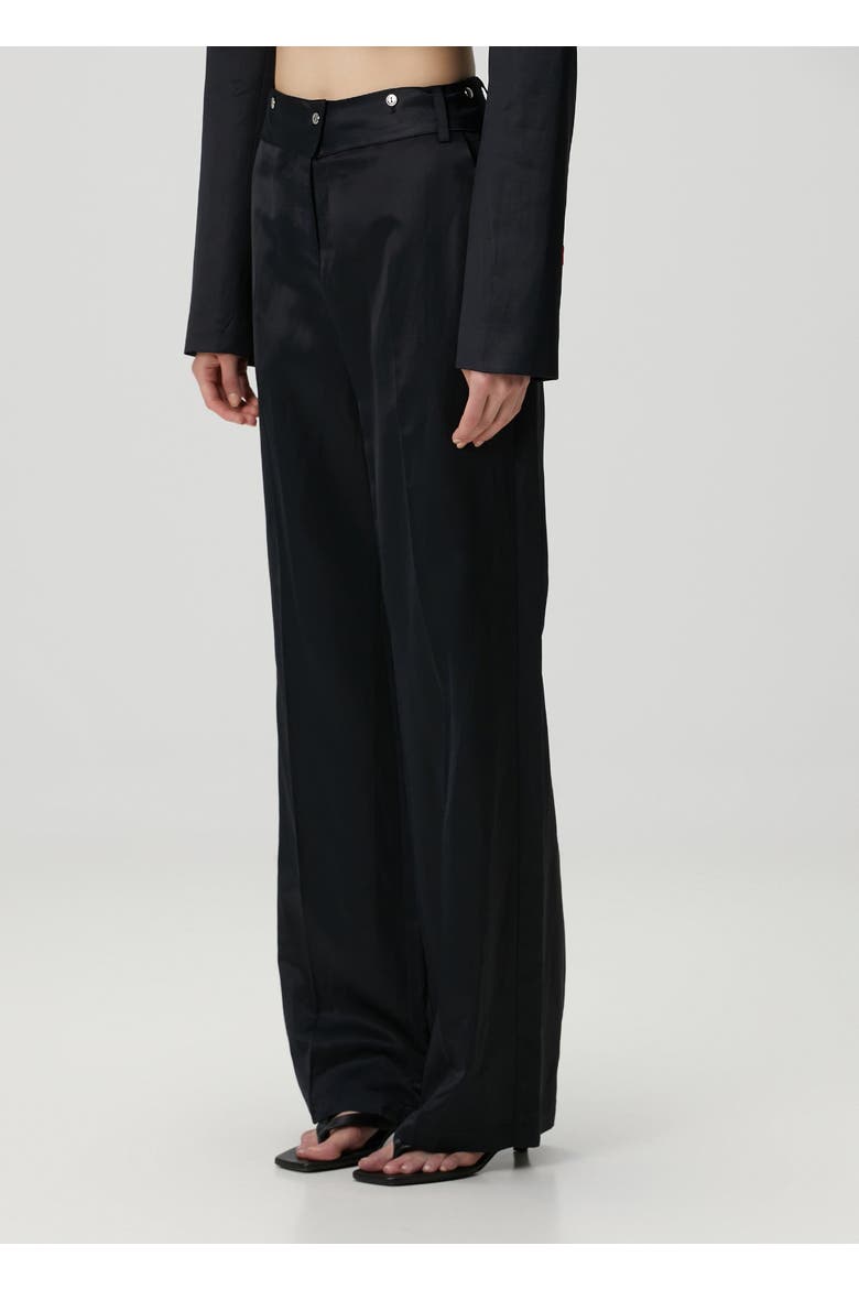 Woven Pant With Metal Button, Alternate, color, BLACK