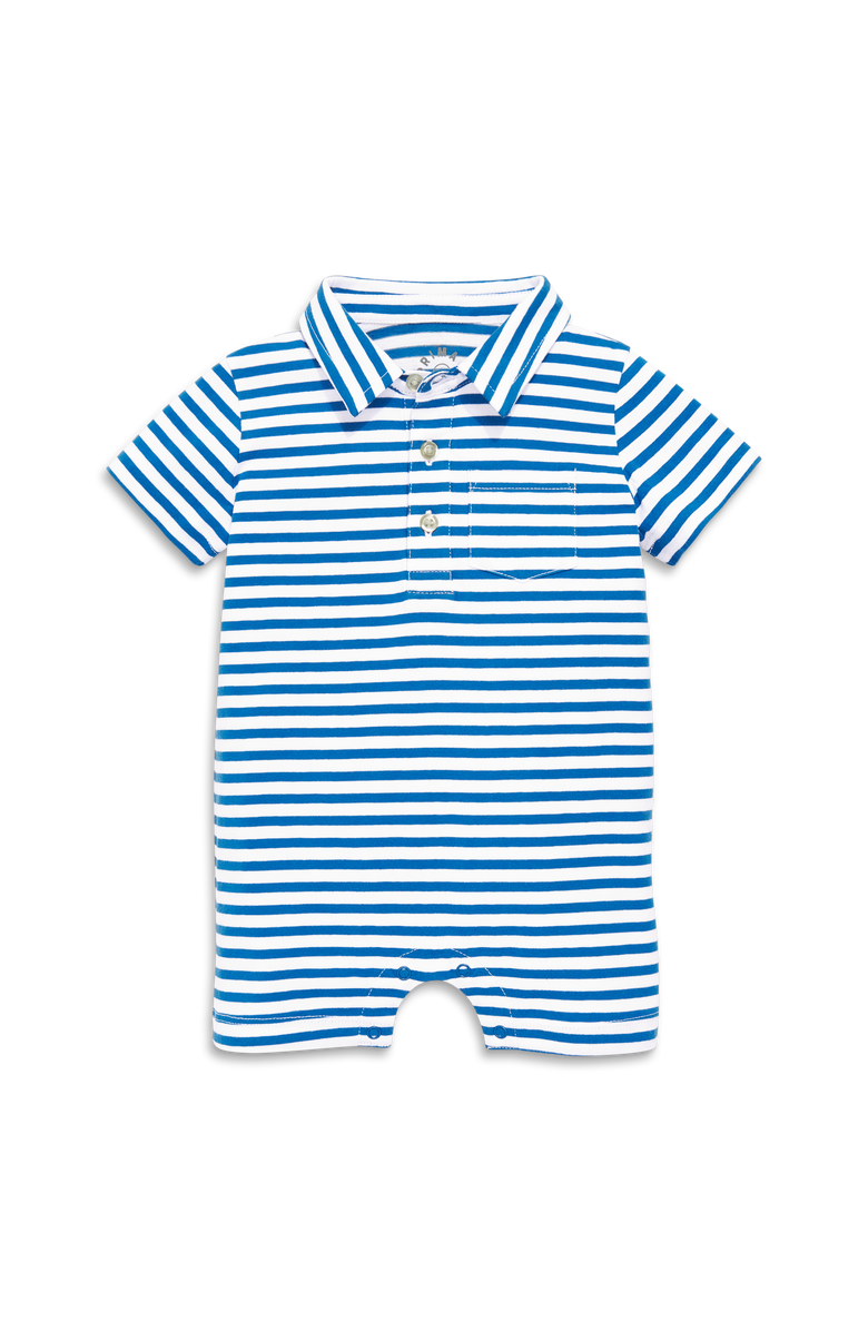 Primary Baby Polo Shortie In Mini Stripe, Main, color, Blueberry White Stripe