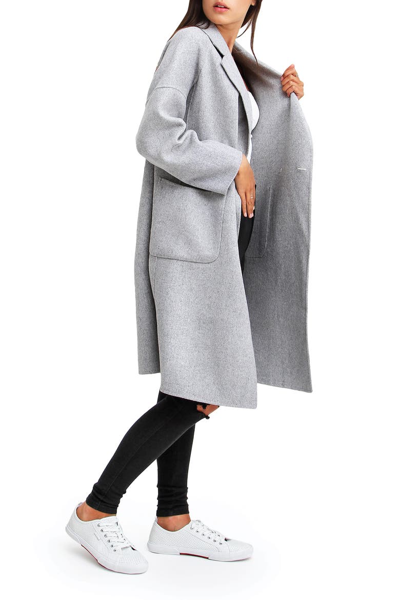 Publisher Double-Breasted Wool Blend Coat, Alternate, color, GREY MARLE