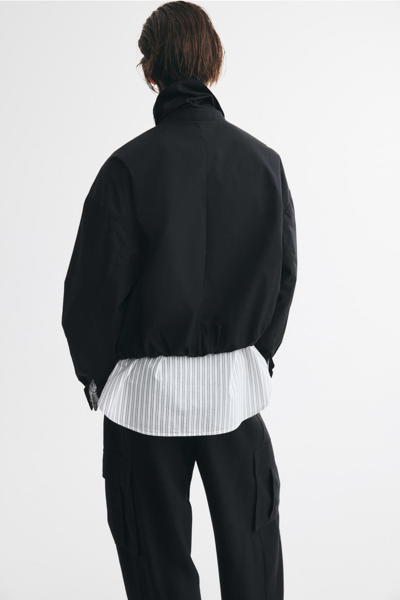 Scarf-Collar Bubble-Hem Jacket, Alternate, color, Black