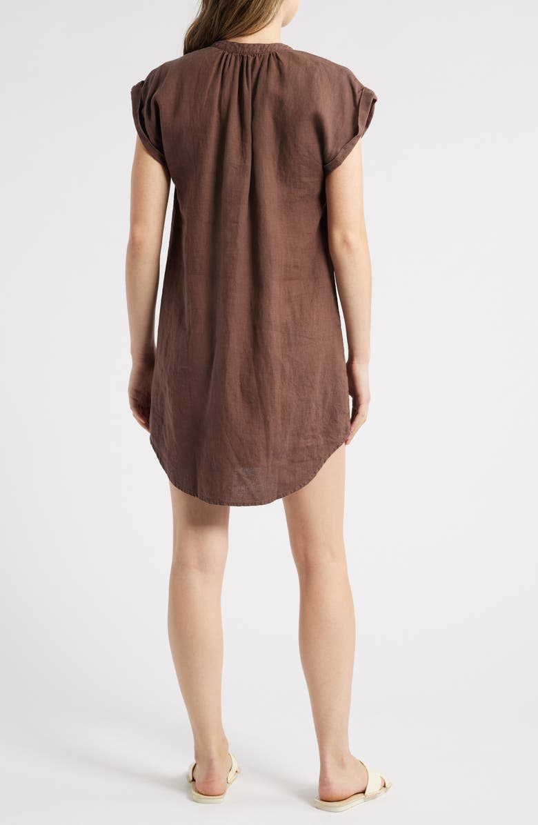 Bella Dahl Cap Sleeve Linen Henley Minidress, Alternate, color, 