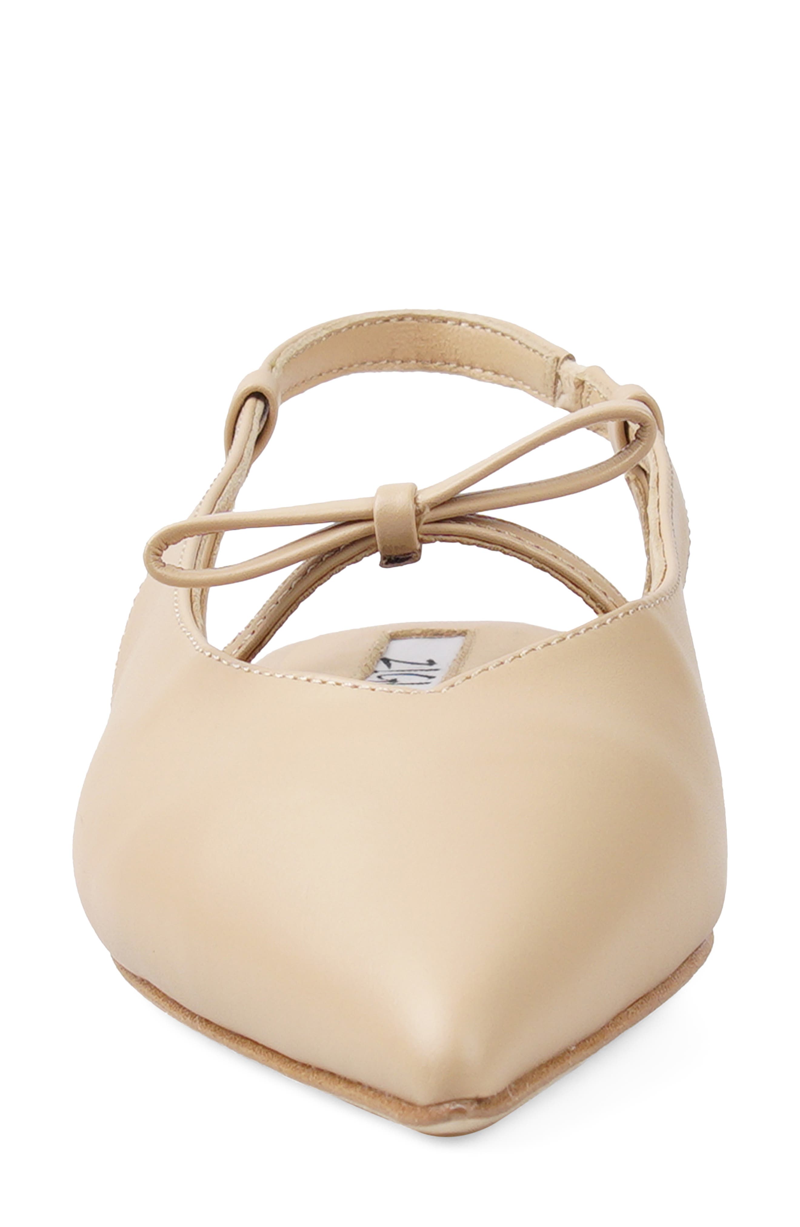 Hala Pointed Toe Slingback Flat, Alternate, color, BEIGE LEATHER