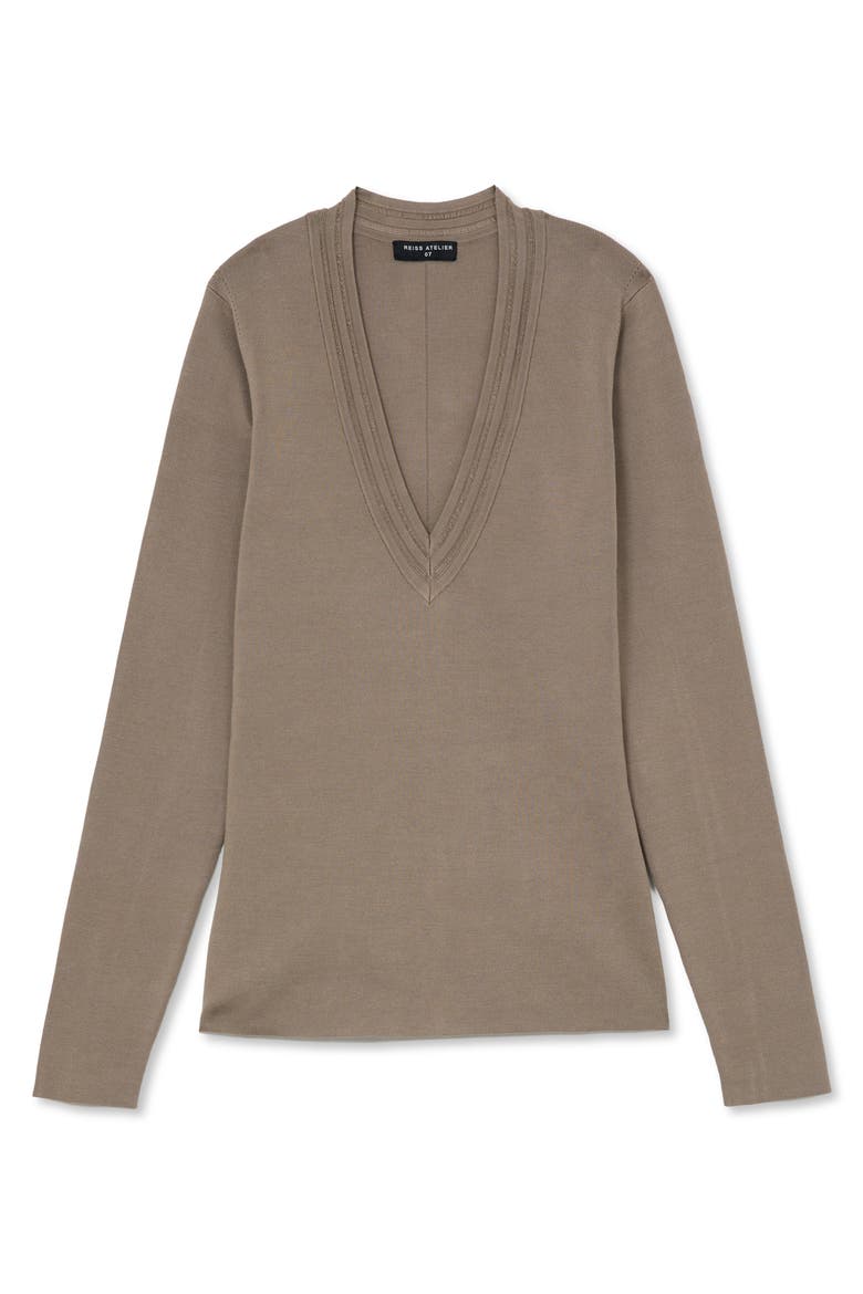 Evangeline V-Neck Silk Blend Sweater, Alternate, color, TAUPE