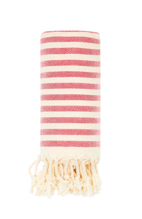 Sunkissed Sand Free Beach Towel - Striped in Bermuda Red 
