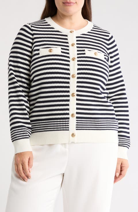Stripe Cardigan (Plus)