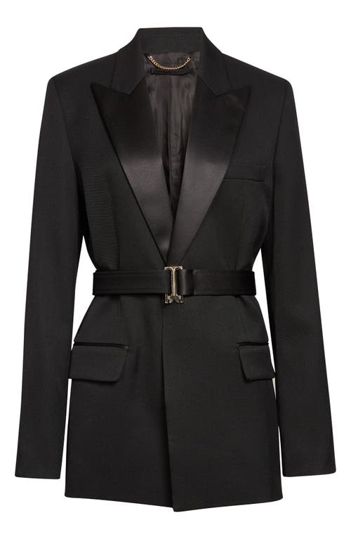 Victoria Beckham Womens Black Single-breasted Belted Tailored Wool-blend Jacket
