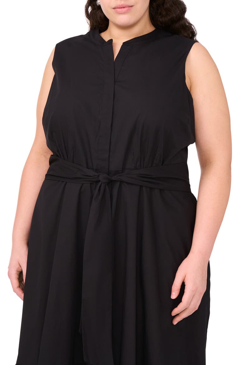Tie Front Cotton Midi Sundress, Alternate, color, RICH BLACK